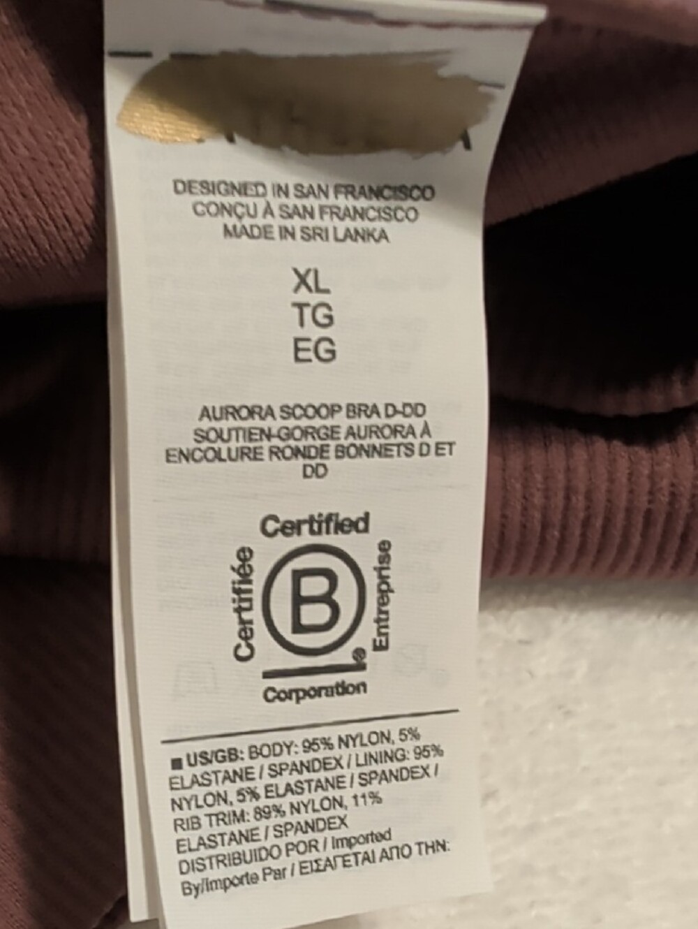 Athleta Ribbed Aurora Scoop Bra D-DD Racerback Tawney Rose Mauve Purple - Picture 6 of 7